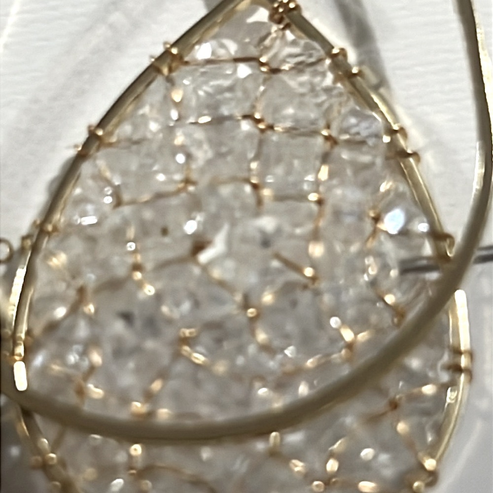 Panacea double oval drop earrings dangling with clear beaded sparkly Center new - Picture 4 of 5